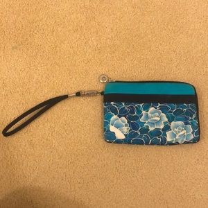 Floral blue wristlet